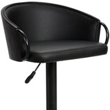 24" Black Faux Leather And Iron Swivel Low Back Adjustable Height Bar Chair