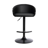 24" Black Faux Leather And Iron Swivel Low Back Adjustable Height Bar Chair