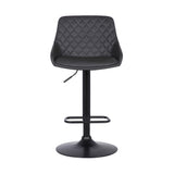 24" Gray And Black Iron Swivel Low Back Adjustable Height Bar Chair