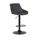 24" Gray And Black Iron Swivel Low Back Adjustable Height Bar Chair