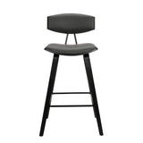 29" Gray And Black Iron Low Back Bar Height Bar Chair