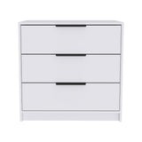 28" White Manufactured Wood Three Drawer Dresser