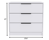 28" White Manufactured Wood Three Drawer Dresser