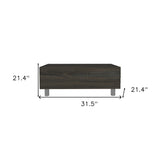 32" Carbon Espresso Manufactured Wood Rectangular Lift Top Coffee Table With Drawer And Shelf