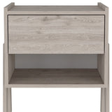 22" Light Gray One Drawer Faux Wood Nightstand