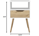 Modern White and Light Oak Bedroom Nightstand