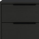 22" Black Two Drawer Faux Wood Nightstand