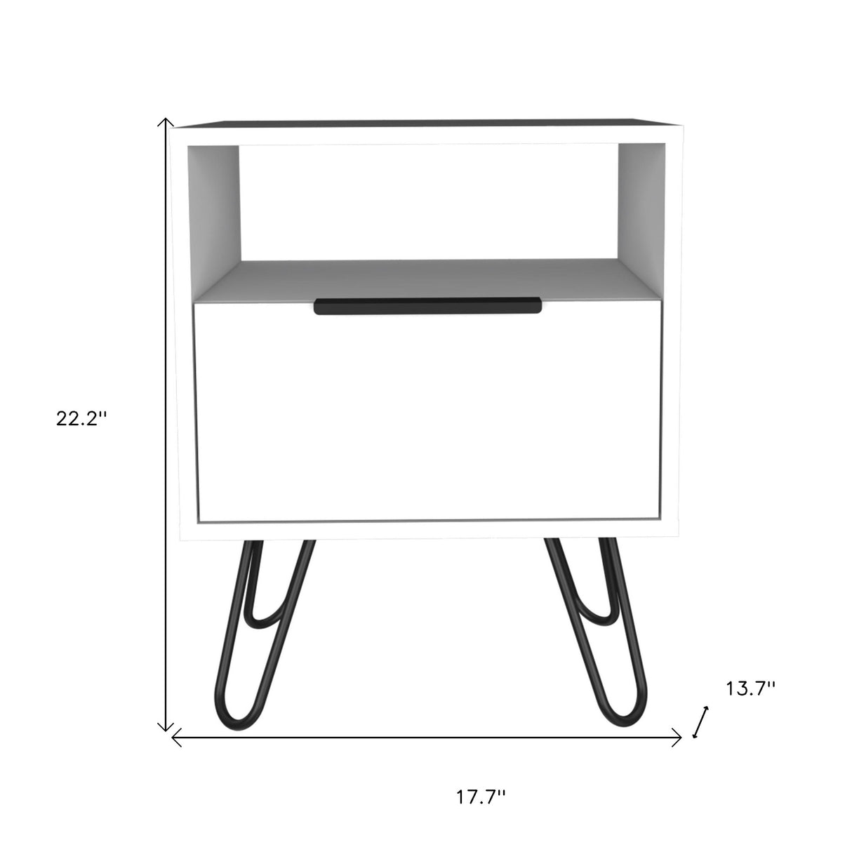 22" White Faux Wood Nightstand With Storage