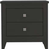 24" Black Two Drawer Faux Wood Nightstand