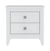 24" White Two Drawer Faux Wood Nightstand