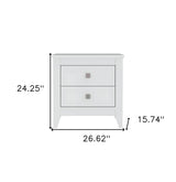 24" White Two Drawer Faux Wood Nightstand