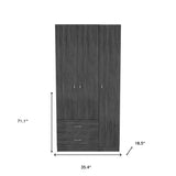 71" Gray Grainy Oak Manufactured Wood Two Drawer Combo Dresser