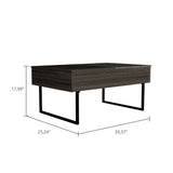 39" Onyx And Carbon Rectangular Lift Top Coffee Table With Drawer