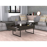 39" Onyx And Carbon Rectangular Lift Top Coffee Table With Drawer