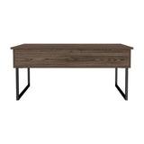 41" Dark Brown And Black Metal Lift Top Coffee Table