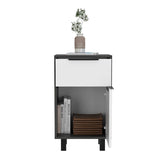 Stylish and Contemporary Smokey Oak and White Bedroom Nightstand