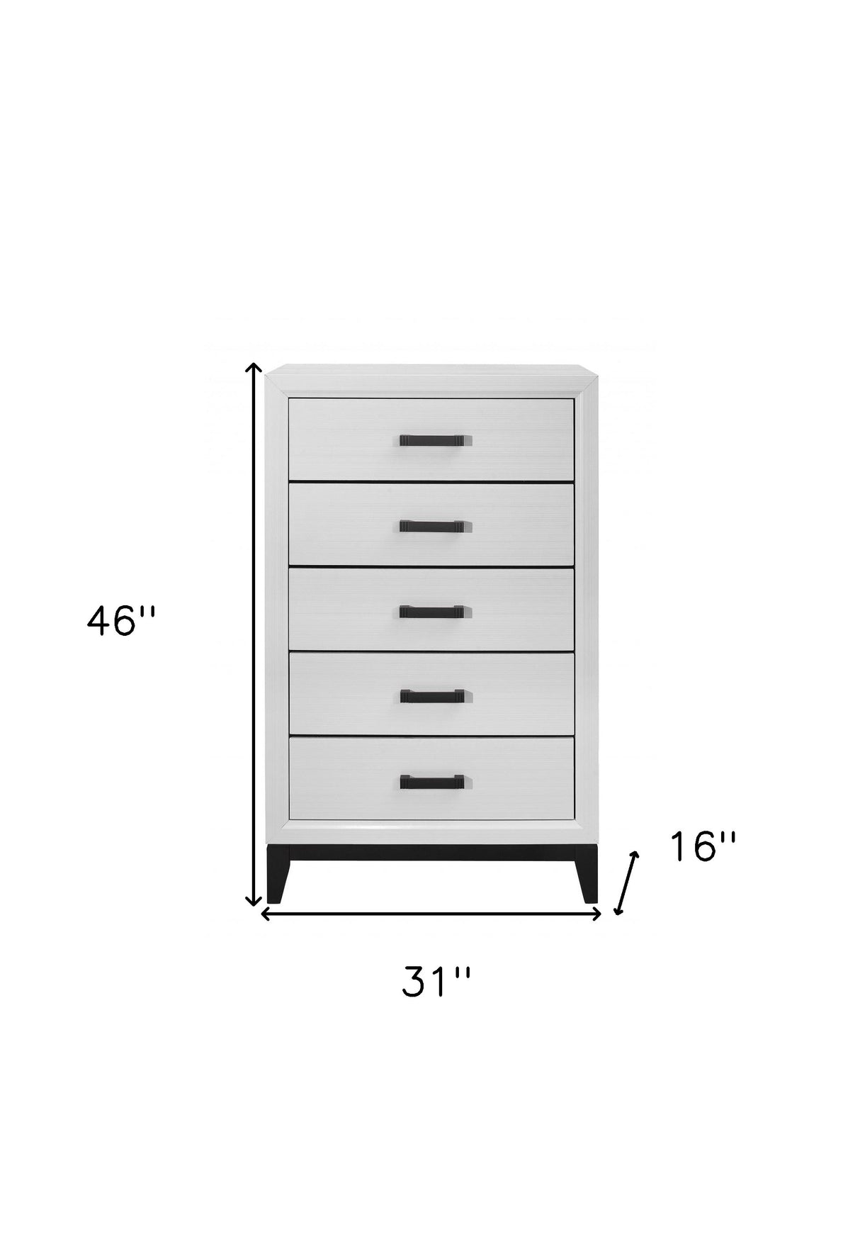 31" White Wood Five Drawer Standard Chest