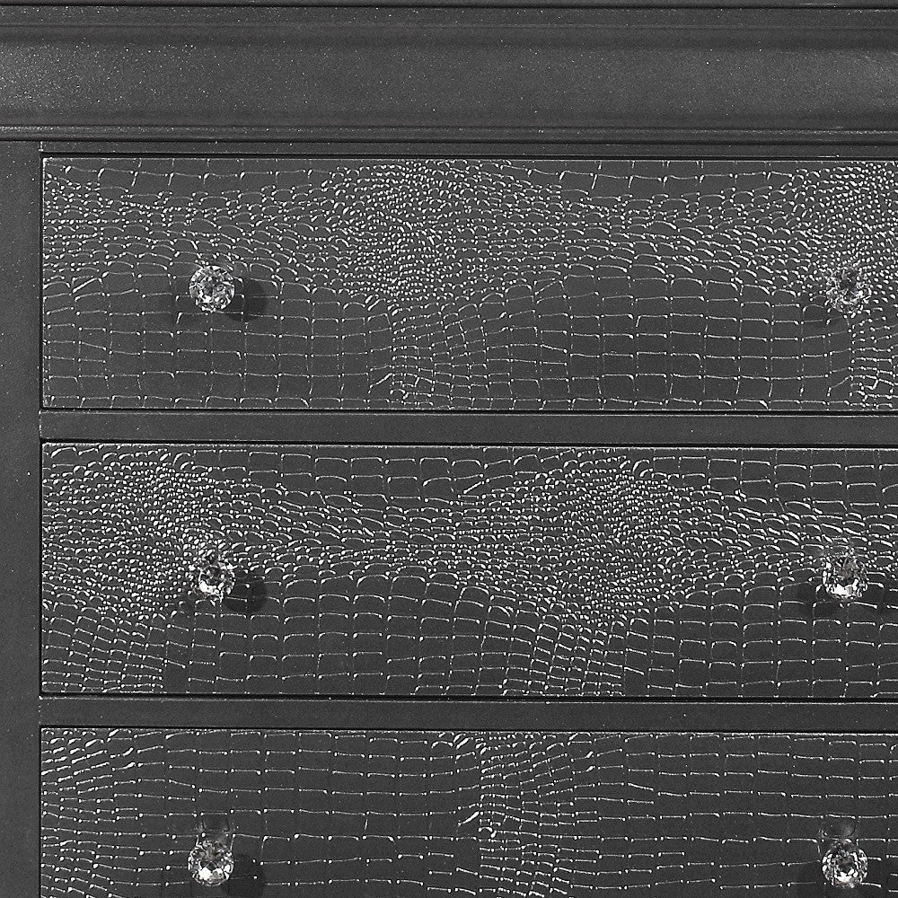 31" Metallic Grey Solid Wood Five Drawer Chest