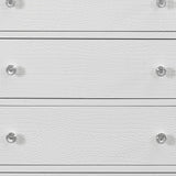 31" Metallic White Solid Wood Five Drawer Chest