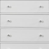 31" Metallic White Solid Wood Five Drawer Chest