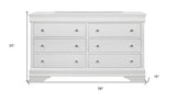 58" Metallic White Solid Wood Six Drawer Double Dresser