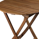 30" Brown Rounded Solid Wood Folding Outdoor Side Table