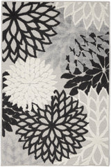 3' X 4' Black And White Floral Non Skid Indoor Outdoor Area Rug