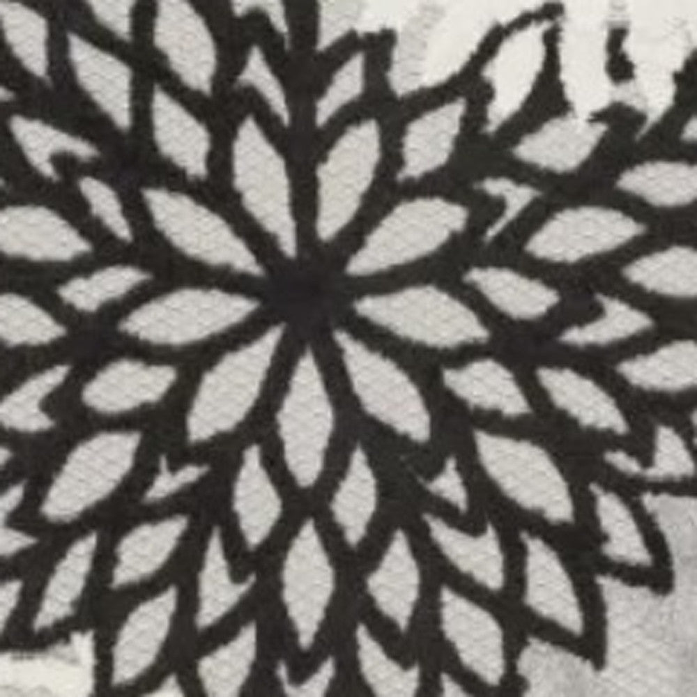 3' X 4' Black And White Floral Non Skid Indoor Outdoor Area Rug