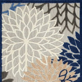 3' X 5' Blue Floral Non Skid Indoor Outdoor Area Rug