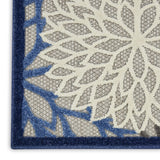 9' X 12' Blue Floral Non Skid Indoor Outdoor Area Rug