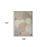 9' X 12' Natural Floral Non Skid Indoor Outdoor Area Rug