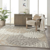 10' X 13' Natural Floral Non Skid Indoor Outdoor Area Rug