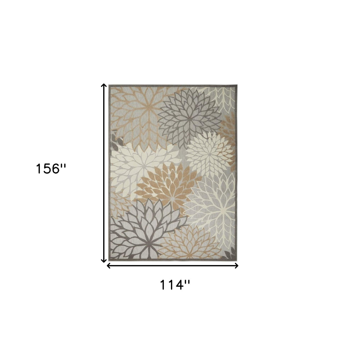 10' X 13' Natural Floral Non Skid Indoor Outdoor Area Rug