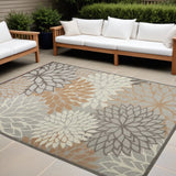 10' X 13' Natural Floral Non Skid Indoor Outdoor Area Rug