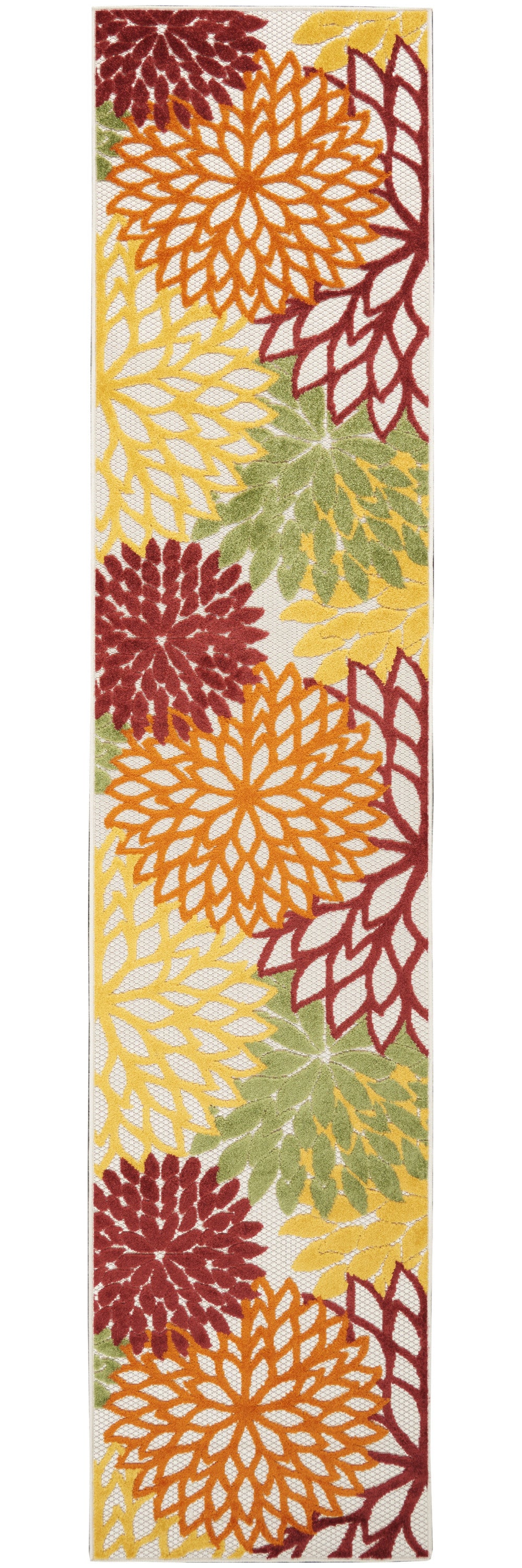 2' X 10' Red Floral Non Skid Runner Rug