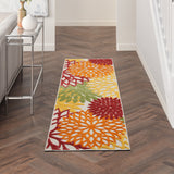 2' X 8' Red Floral Non Skid Indoor Outdoor Runner Rug