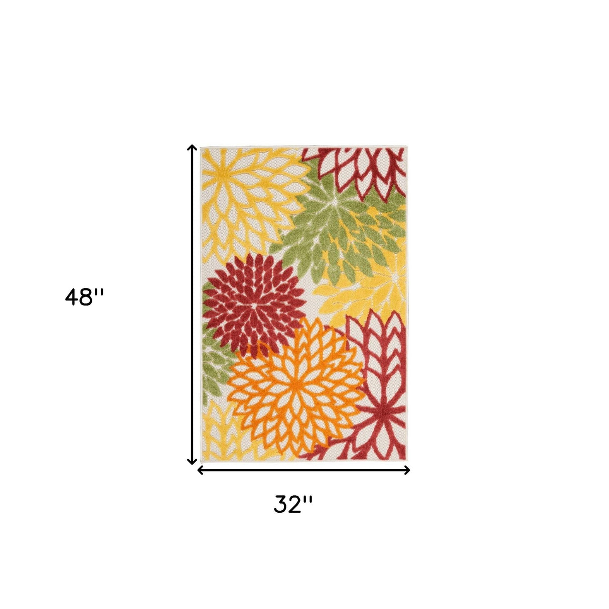 3' X 4' Red Floral Non Skid Indoor Outdoor Area Rug