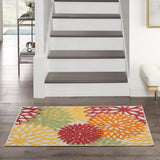 3' X 4' Red Floral Non Skid Indoor Outdoor Area Rug