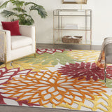 10' X 13' Red Floral Non Skid Indoor Outdoor Area Rug