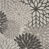 10' X 13' Silver Grey Floral Non Skid Indoor Outdoor Area Rug