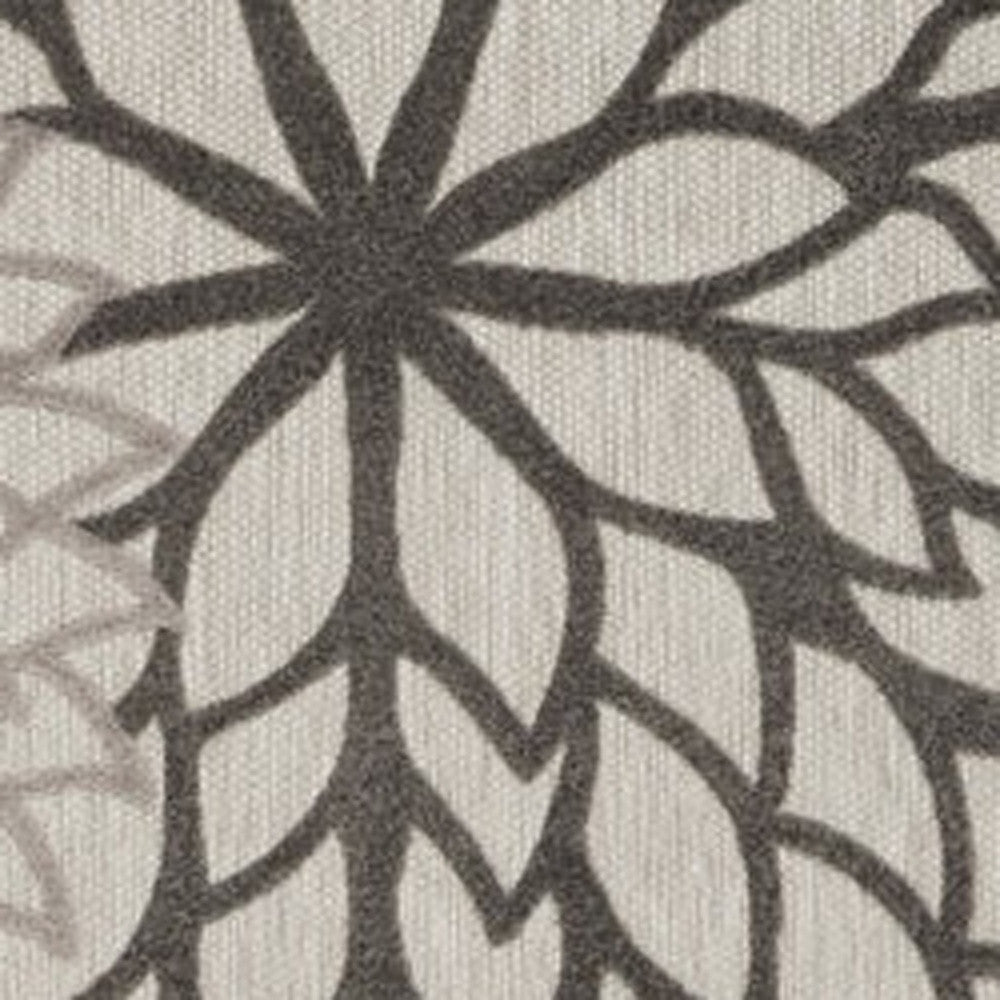 10' X 13' Silver Grey Floral Non Skid Indoor Outdoor Area Rug