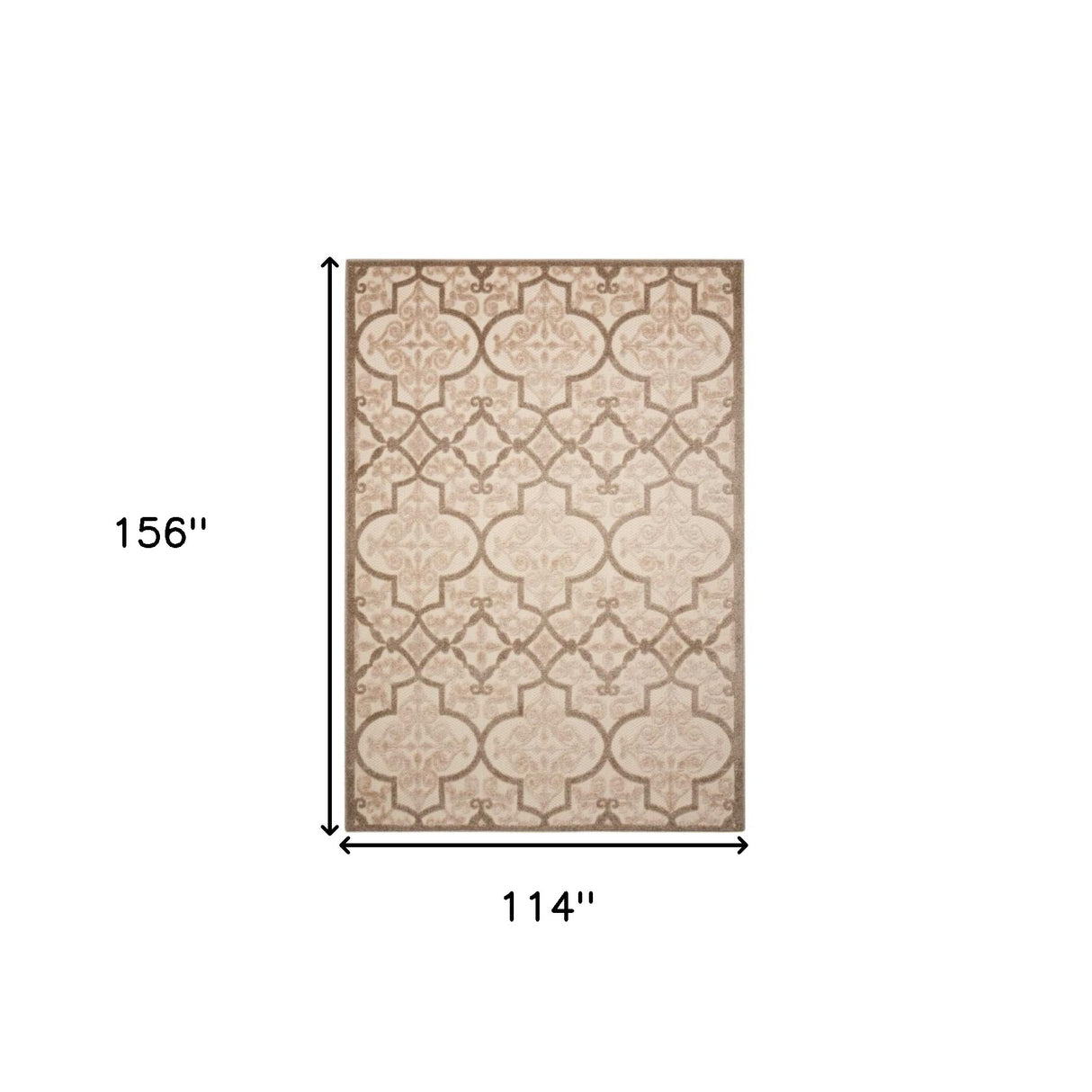 10' X 13' Cream Ikat Non Skid Indoor Outdoor Area Rug