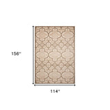 10' X 13' Cream Ikat Non Skid Indoor Outdoor Area Rug