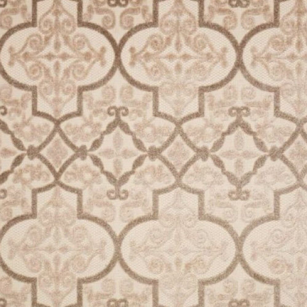 10' X 13' Cream Ikat Non Skid Indoor Outdoor Area Rug