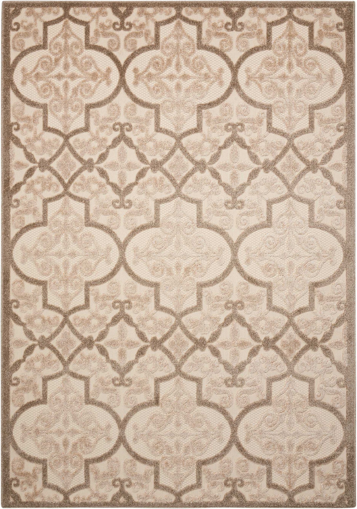 10' X 13' Cream Ikat Non Skid Indoor Outdoor Area Rug