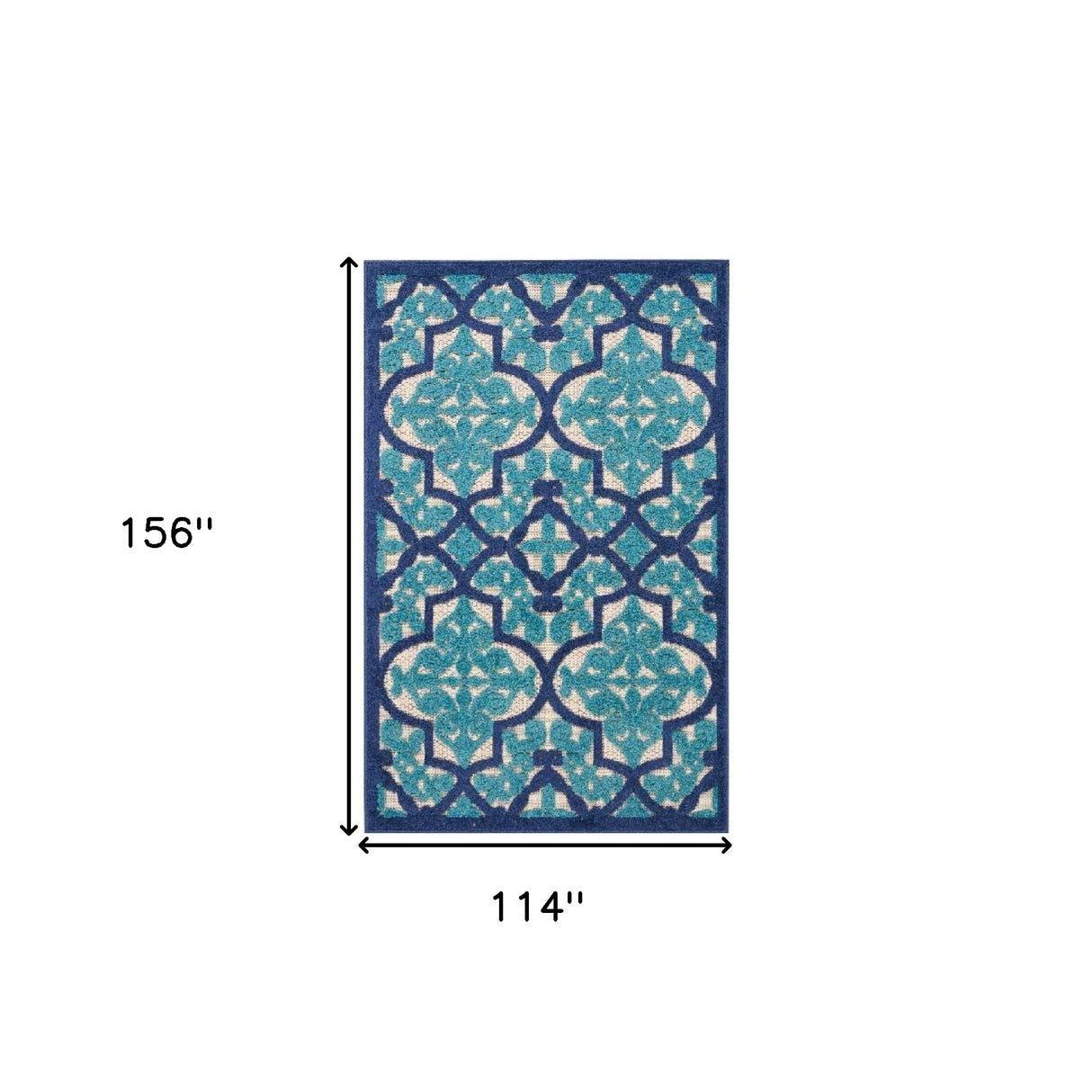 10' X 13' Navy Ikat Non Skid Indoor Outdoor Area Rug