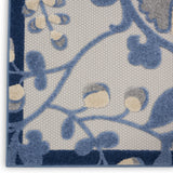 2' X 10' Blue And Grey Floral Non Skid Indoor Outdoor Runner Rug