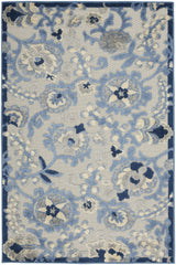 3' X 4' Blue And Grey Toile Non Skid Indoor Outdoor Area Rug