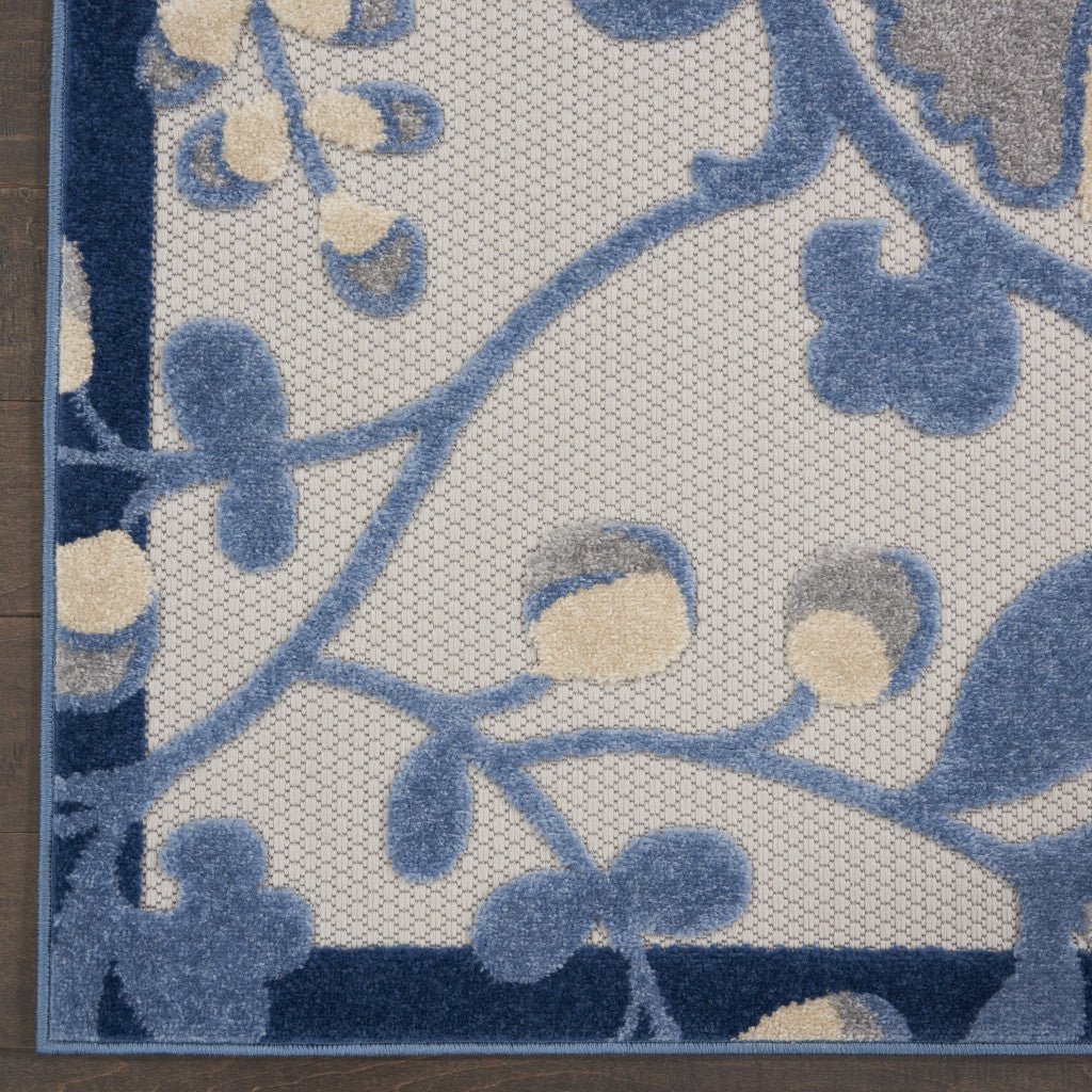 3' X 4' Blue And Grey Toile Non Skid Indoor Outdoor Area Rug