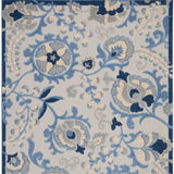 4' X 6' Blue And Grey Toile Non Skid Indoor Outdoor Area Rug